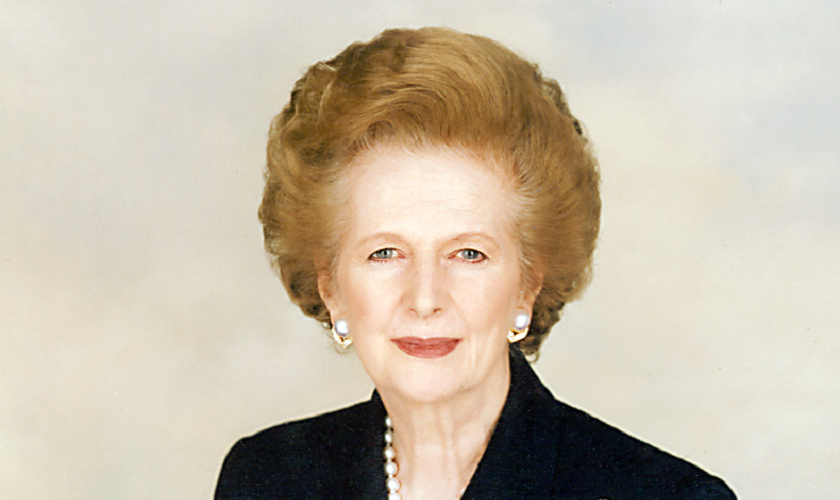 Image shows a portrait of Margaret Thatcher