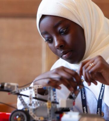 A student working on robotics at our London Engineering Summer School