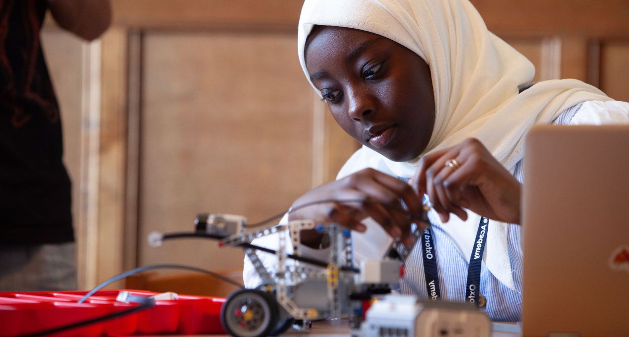 A student working on robotics at our London Engineering Summer School